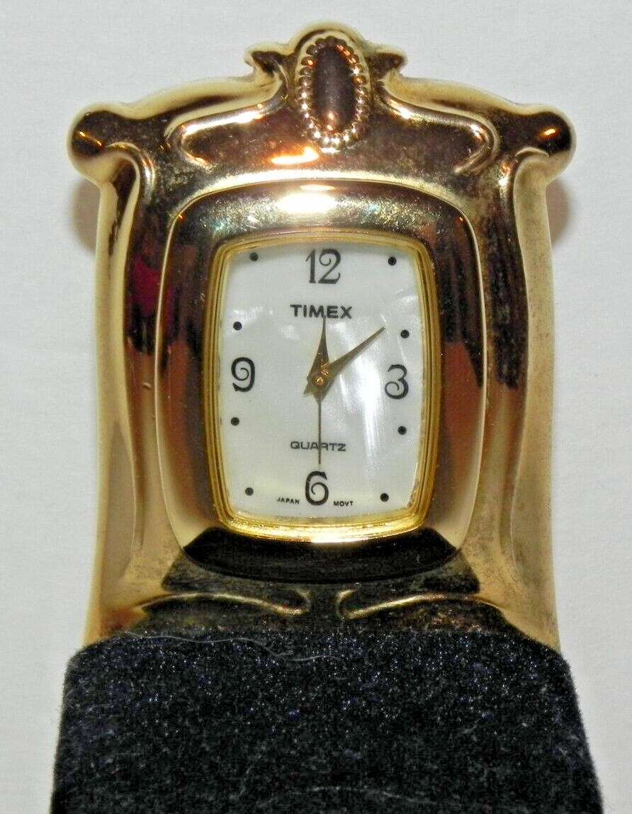 Miniature Timex Brass Chair Clock Velvet Seat Working Free