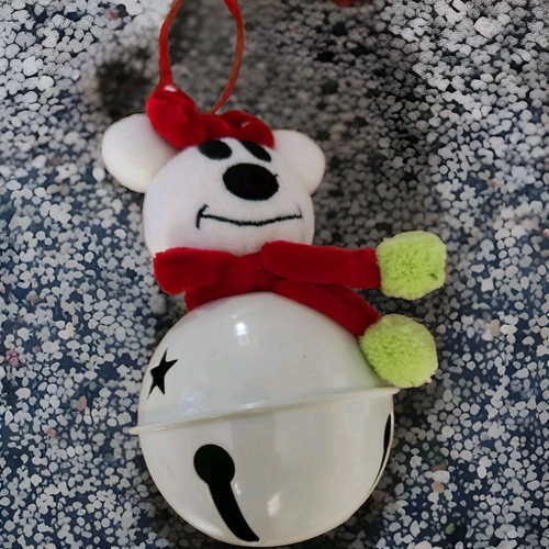 Disney Parks Ornament 2011 Minnie Mouse Snowman Christmas Jingle Bell Metal - Picture 6 of 7