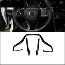 Steering Wheel Horn Button Panel Trim For Honda Civic 10th 2016-21 Bright Black