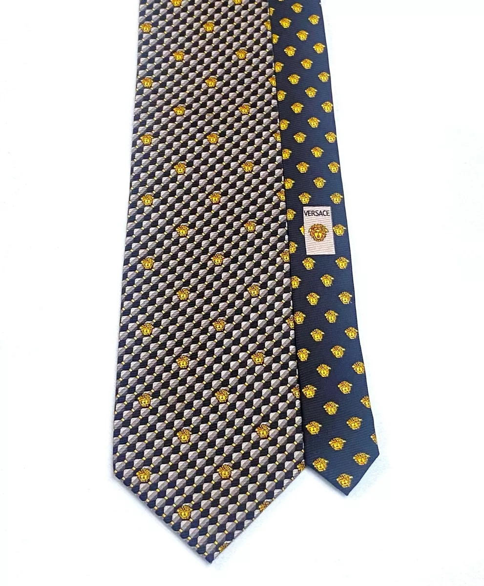 Gianni Versace Vintage 90s Medusa Geometric 100% Silk Tie Made in Italy 58 x 4