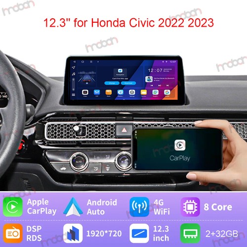12.3" 8 Core Android 12 for Honda Civic 2022 2 Car Stereo Radio GPS NAVI Carplay - Picture 1 of 9