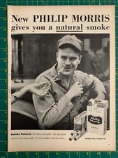 1957 Vintage Philip Morris Long Size Cigarettes No Filter No Foolin' Print Ad L1