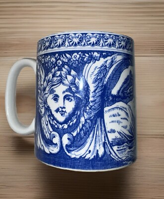 Spode Blue Room Collection CELLINI 16oz Porcelain Mug Coffee Cup White NEW *CHIP