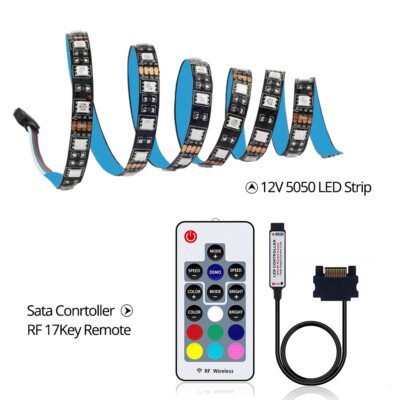 12V 4P SATA RGB LED Streifen Stripe Band PC Game Licht Lamp mit RF Fernbedienung
