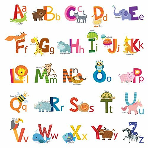 DECOWALL DS-8002 Inglese Alfabeto ABC con Animali Adesivi da Parete (L6Q)