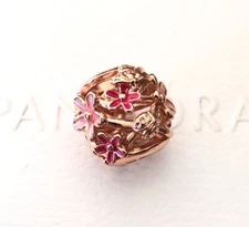 Pandora Rose Gold, Openwork  Pink Daisy Flower Charm #788772C01 +Gift Box +Tag