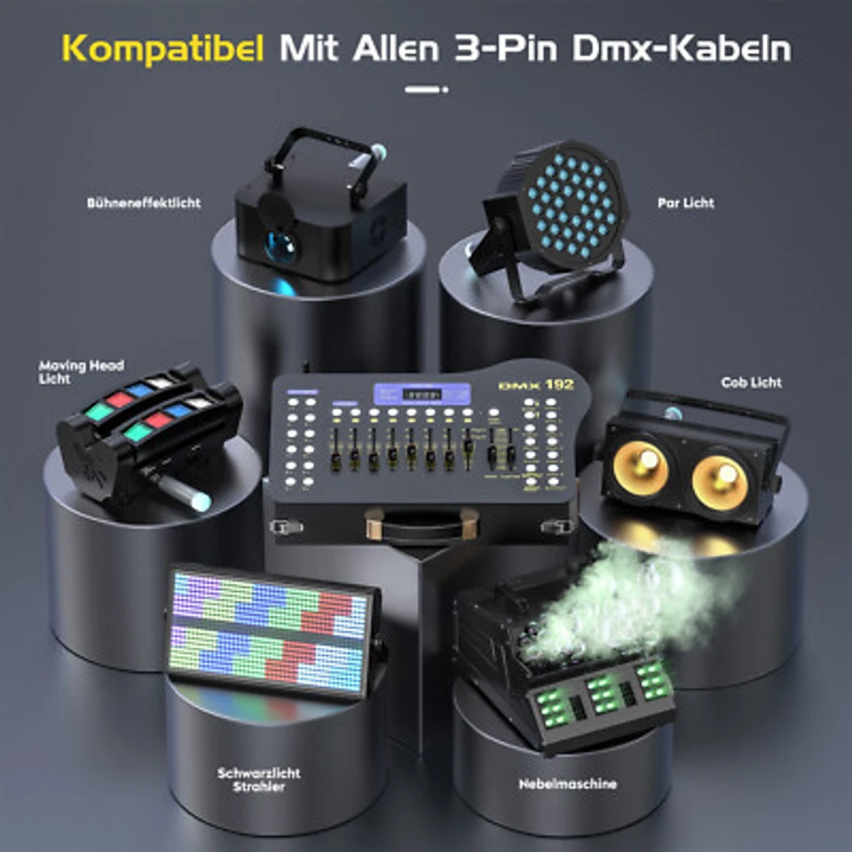 Controller DMX 192CH per Discoteca con Trasmettitore + 4x Ricevitore Ricaricabile Discoteca - Immagine 2 di 4