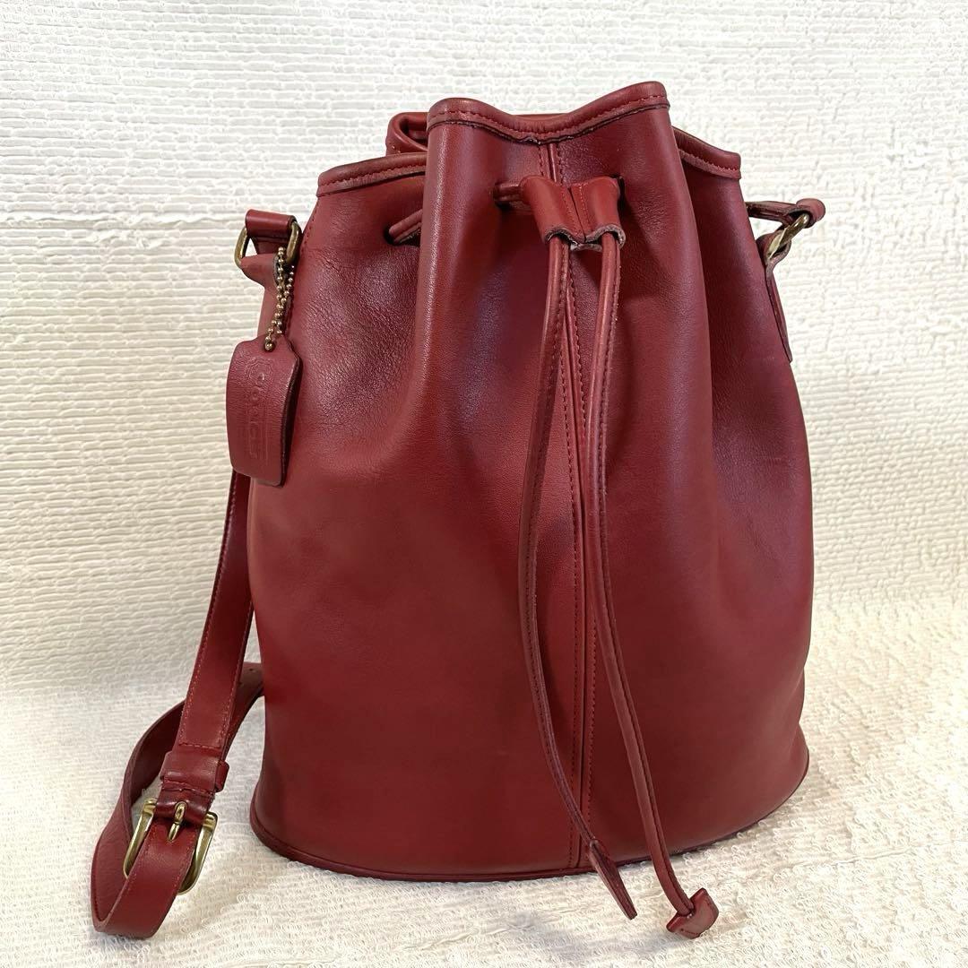 Coach 9946 Vintage Old Drawstring Shoulder Bag Red Leather Coach 9946 Vintage Old Drawstring Shoulder Bag Red Leather