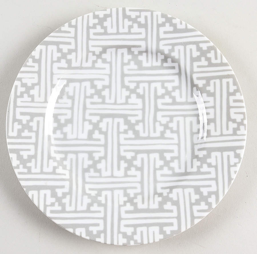 Fitz & Floyd Oriental Geometric Gray Salad Plate 128327