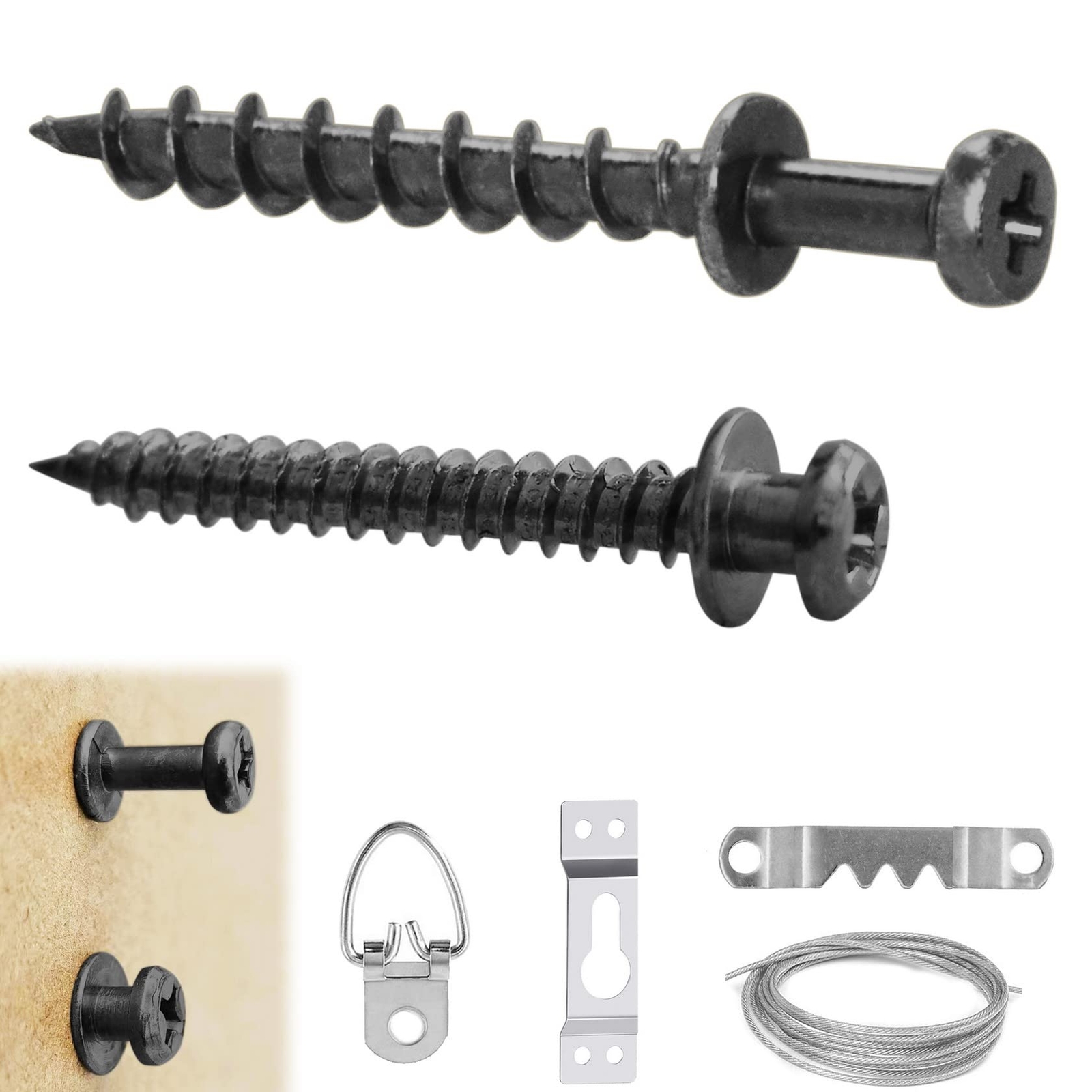 Bear Claw Double-Headed Wall Picture Screws, 4-in-1 Picture Drywall Hanging H...