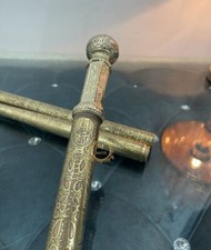 Vintage Solid Brass Handle Victorian 3 Fold Wooden Walking Stick Cane Desing new