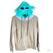 Star Wars Baby Yoda Sweatshirt Hoodie Full Zippered Size Medium Brown Green