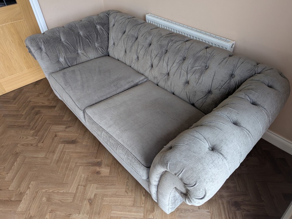 Next Gosford Chesterfield Sofa Grey Velvet eBay