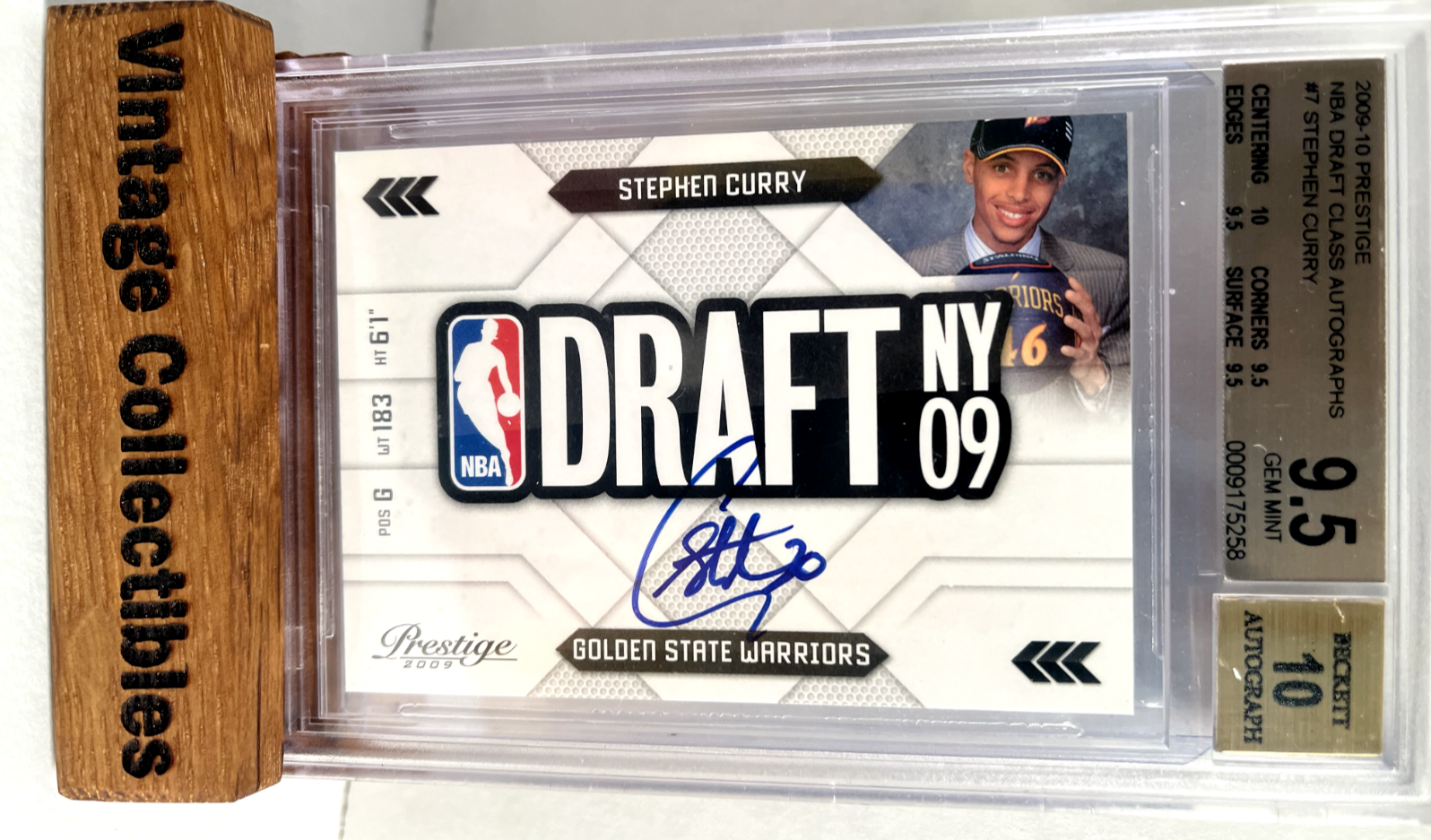 2009 Panini Prestige Stephen Curry Rookie Draft Class Auto BGS 9.5 GEM 10 AUTO!