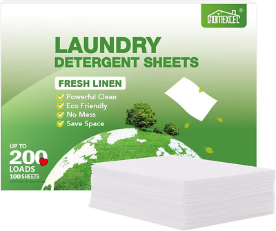 Laundry Detergent Sheets Fresh Scent Eco-Friendly, (200 Loads) 100 Washer Sheets