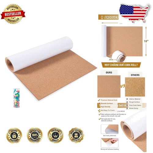 Eco-Friendly Cork Bulletin Board Roll 50"x18" - Perfect for Home or Office