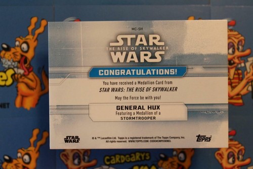 STAR WARS THE RISE OF SKYWALKER COMMEMORATIVE MEDALLION CARD MC-SH GENERAL HUX - Picture 2 of 2