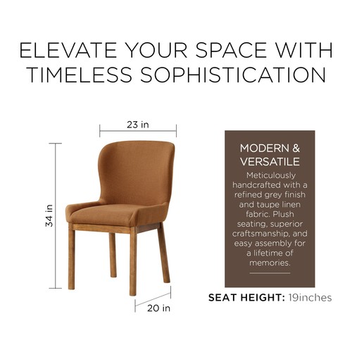 Maven Lane Gia Dining Chair, Refined Brown Finish with Clay Fabric (Used) - Picture 5 of 6