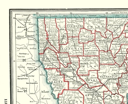 Mapa histórico del estado - Louisiana - Rathbun 1893 - 23 x 28,34 - Arte de pared vintage - Imagen 2 de 20