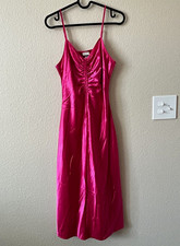A New Day Pink Solid Full Slip Chemise XS Regular Polyester Adjustable Straps