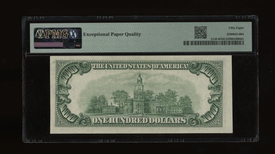 DBR 1950-A $100 FRN New York Fr. 2158-B PMG 58 EPQ Serial B06333568A - Image 2 of 2