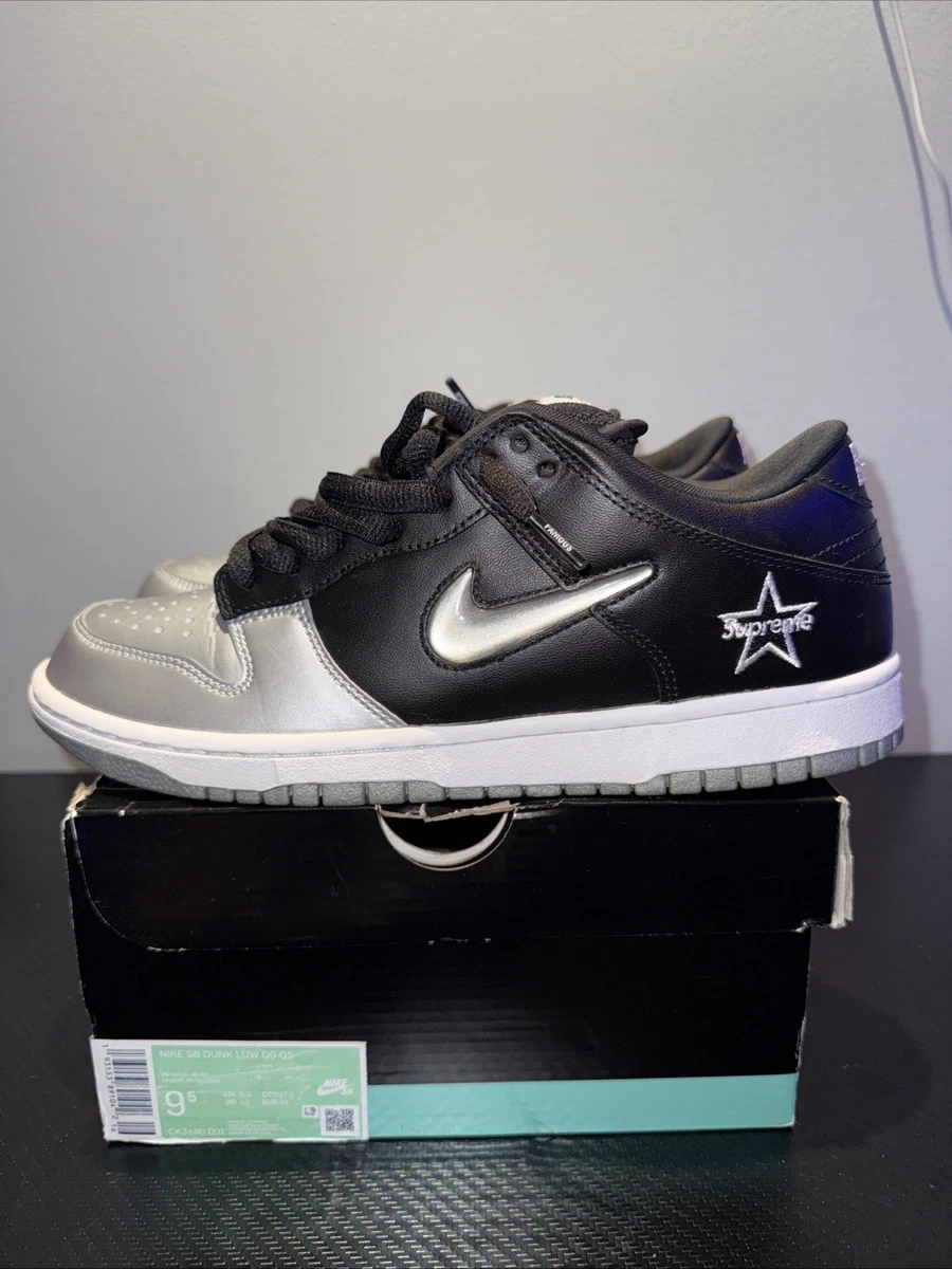 Nike Supreme x Dunk SB QS Low Metallic Silver for Sale