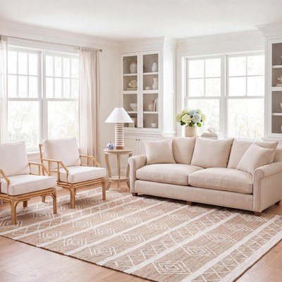 Handmade Jute & Wool Area Rug 6' x 9' - Rustic Farmhouse Boho Style