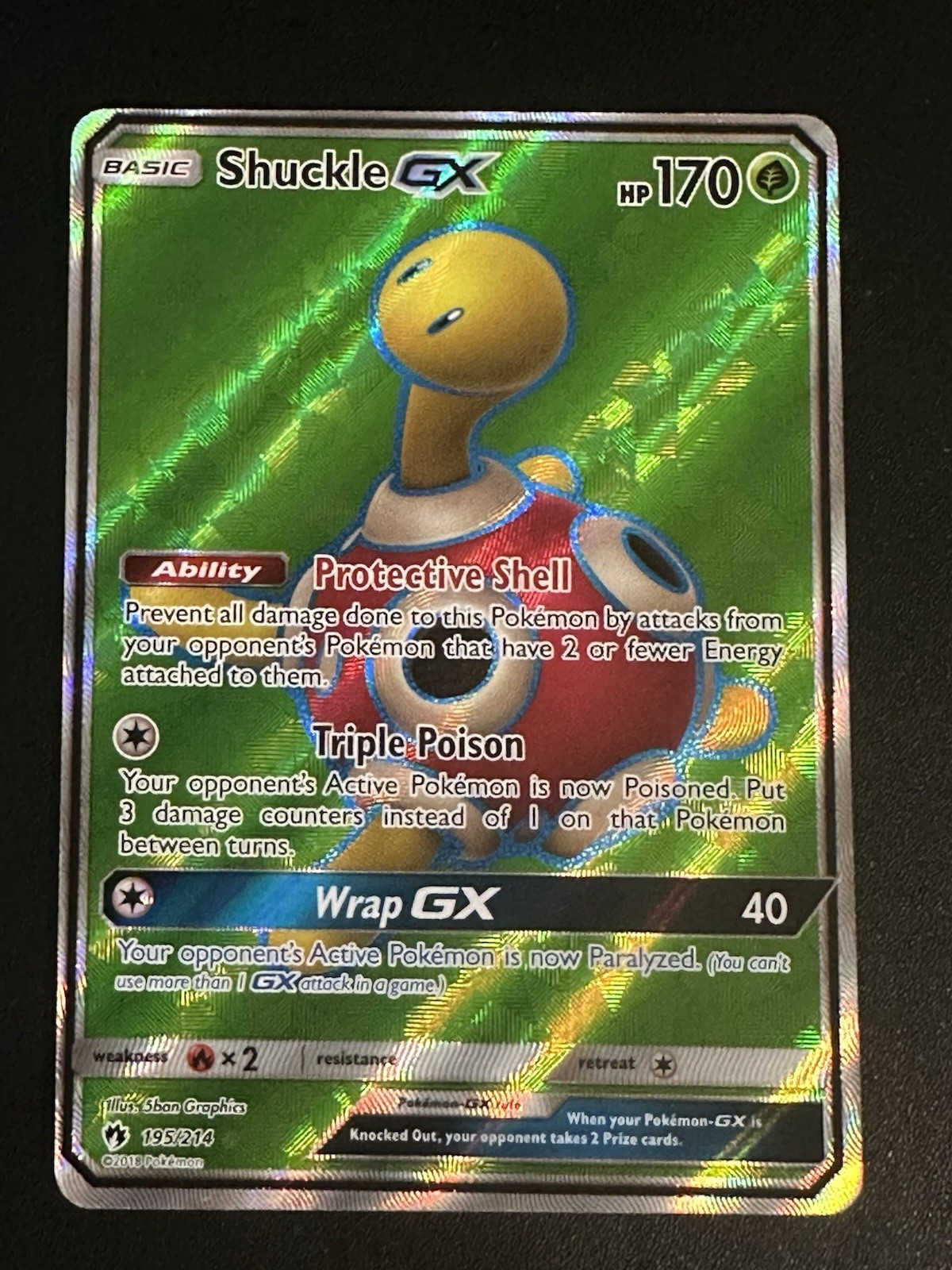 Shuckle GX 195/214 Pokemon Lost Thunder Ultra Rare Full Art Holo NM
