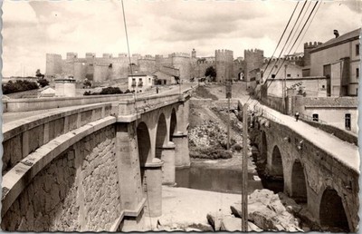Avila Spain Bridges River Adaja Walls City View RPPC Real Photo Postcard