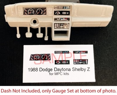1988 DODGE DAYTONA SHELBY Z GAUGE FACES for 1/25 MPC kits PLEASE READ DESC
