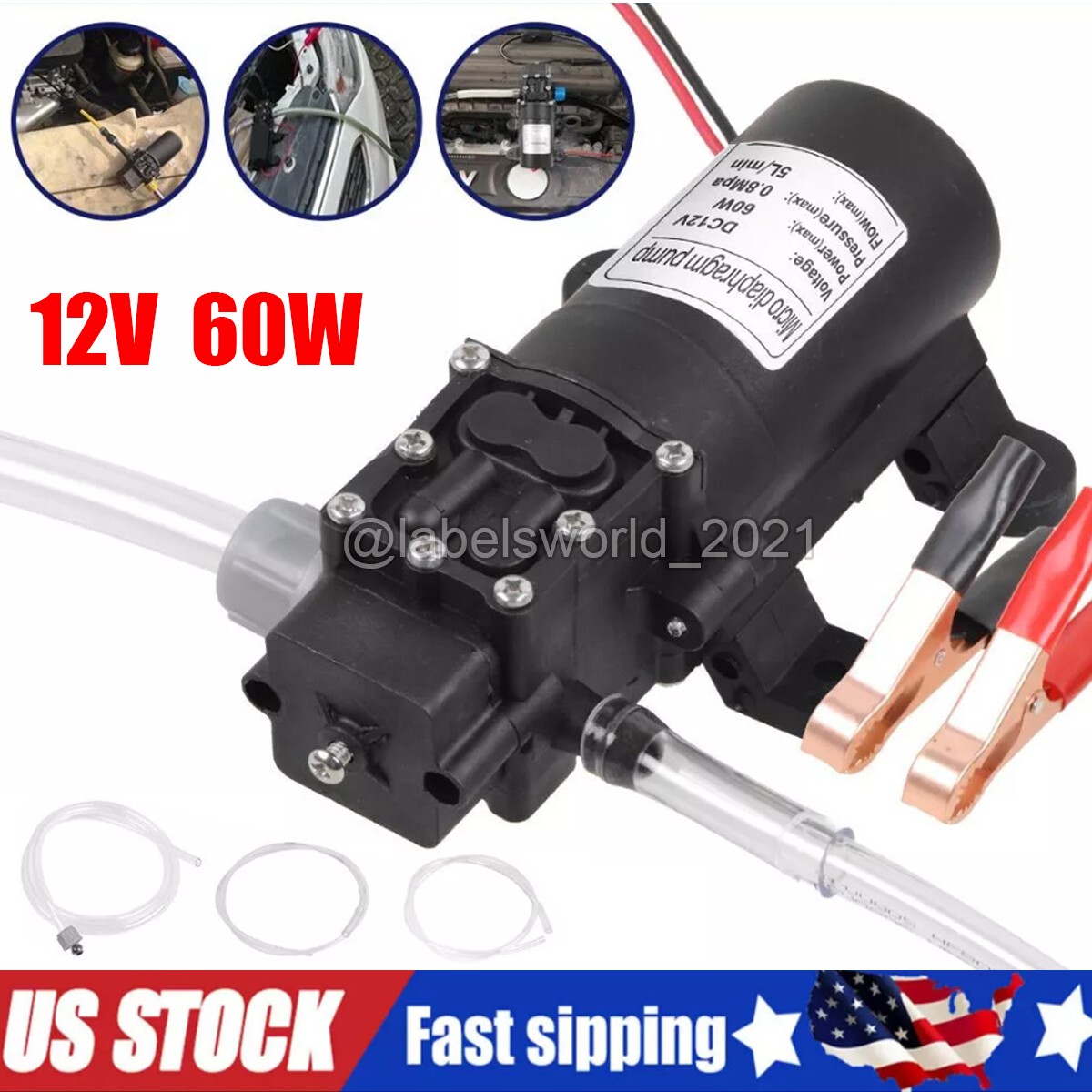 12V 60W Motor Oil Fuel Fluid Extractor Electric Siphon Transfer Change Pump USA