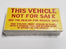 100 Pack - Car Dealer Versa Tag "This Vehicle Not For Sale" Stickers - NEW