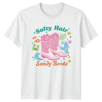 Salty Hair Sandy Boots Beach Western Lifestyle Grafik Unisex T-Shirt
