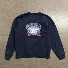 Vintage Niagara Falls Canada Graphic Crewneck Sweatshirt Navy Blue Mens L