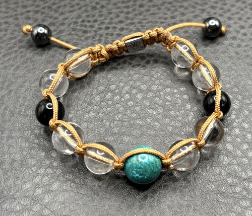 Basha Semi Precious Stone Bead Sterling 925 Bracelet 6”-8.5” Adjustable Boho