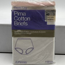 Vintage JCPenney Size 40 Elastic Leg Pima Cotton Briefs Panties Underwear 3 Pair
