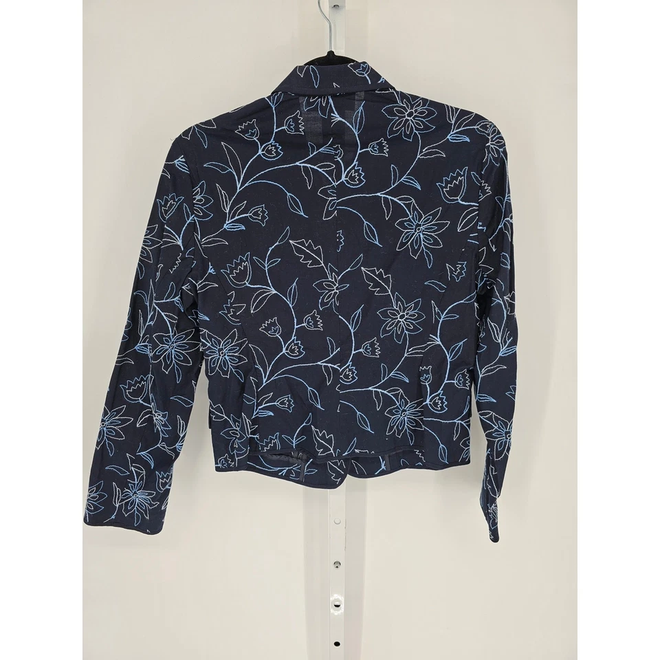 Chaqueta de algodón Norton McNaughton para mujer manga larga floral azul marino frontal talla 8P Foto 4 de 4