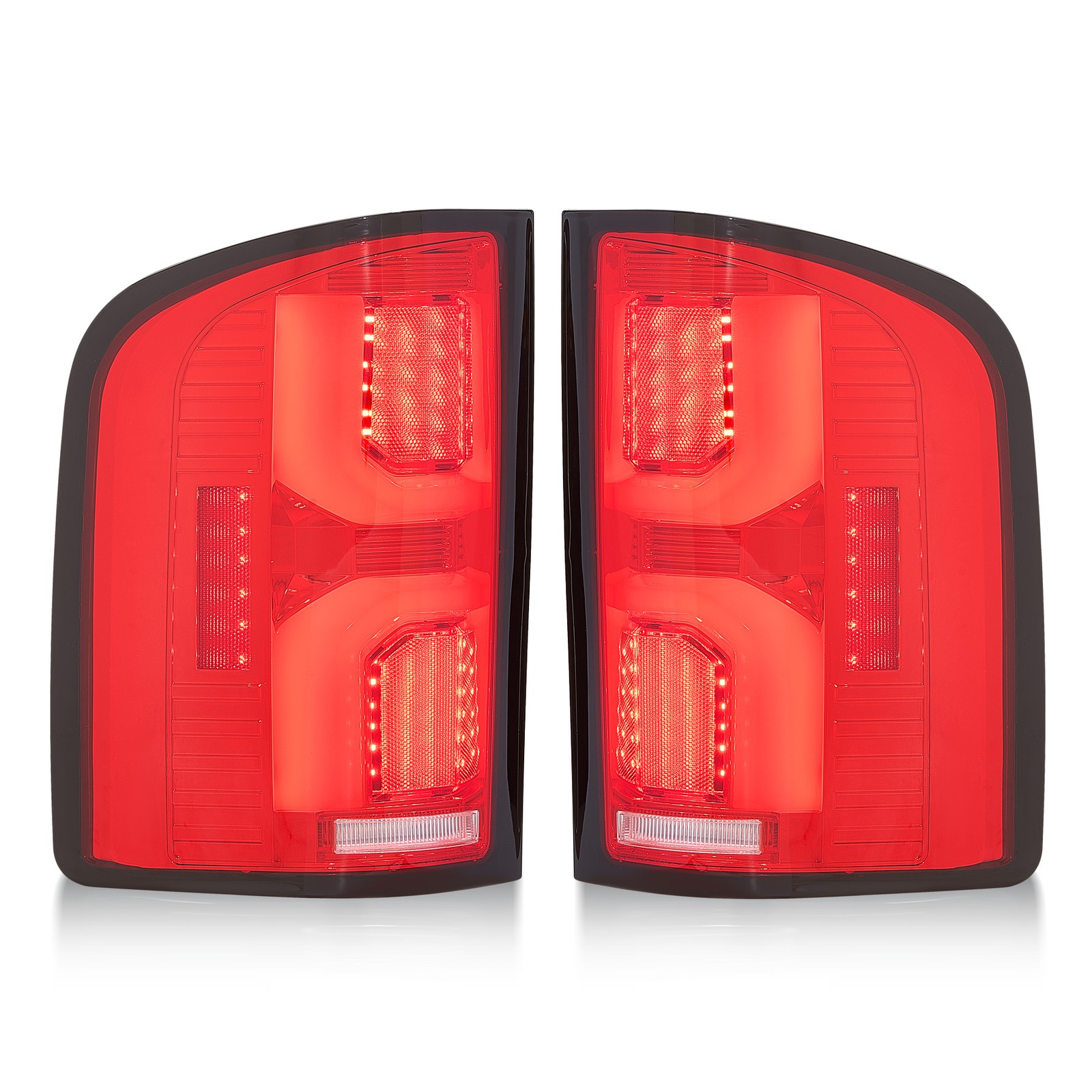RED LED Tail Lights For 2007-2014 Chevy Silverado 1500 2500 Brake Lamps