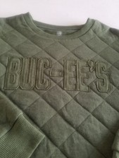 BUC-EE'S Quilted Military Green Pullover Sweatshirt Large