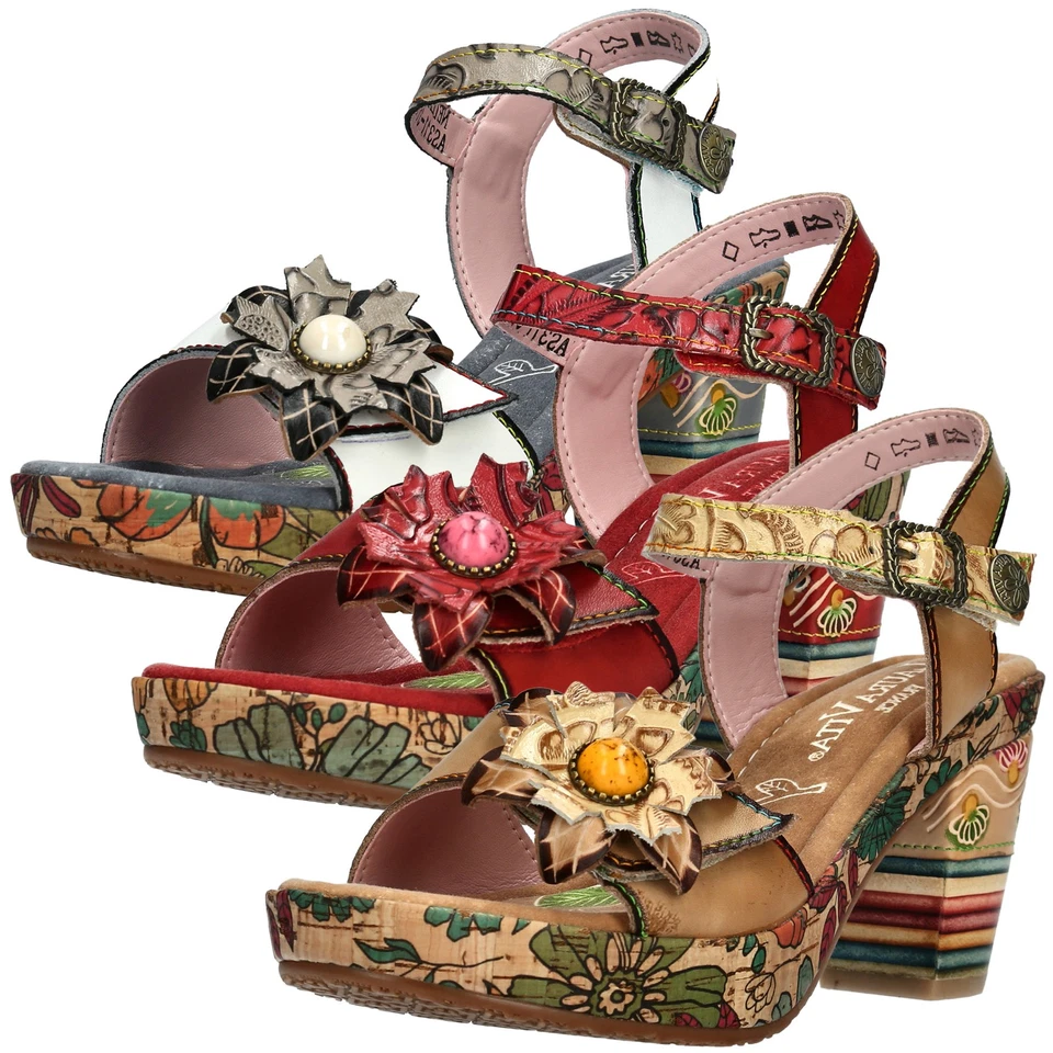 Laura Vita Damen Sandalette Blüte Schmuckstein Kork NELLAO 31 - Bild 1 von 1