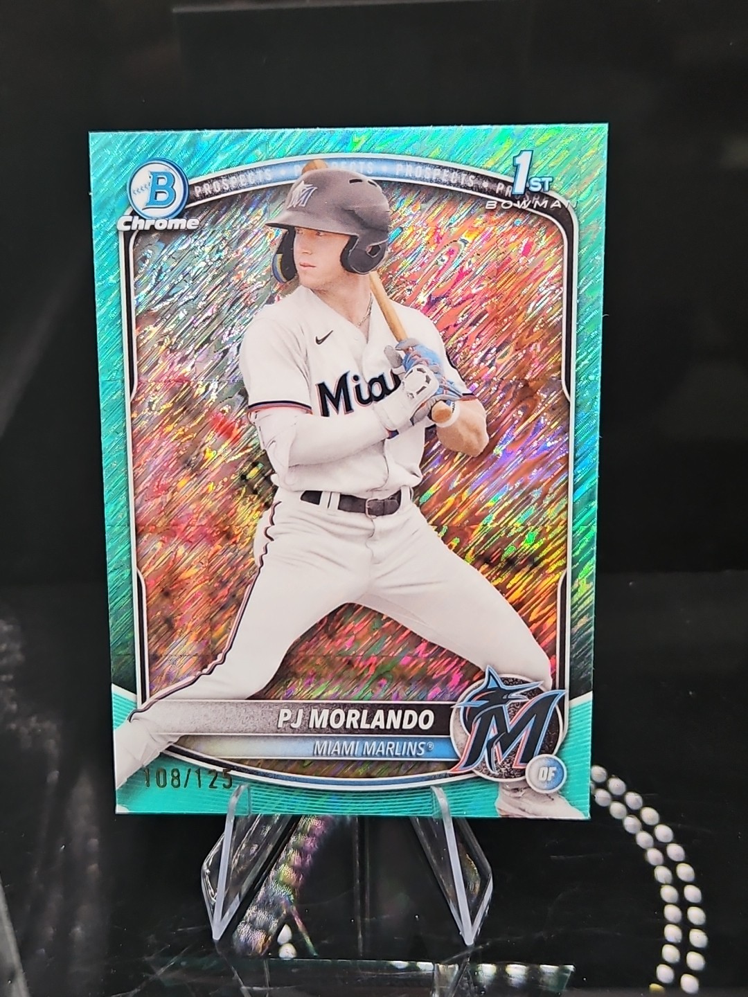 PJ Morlando 2025 Bowman Aqua Shimmer /125 1st Bowman Chrome BCP-91 Miami Marlins