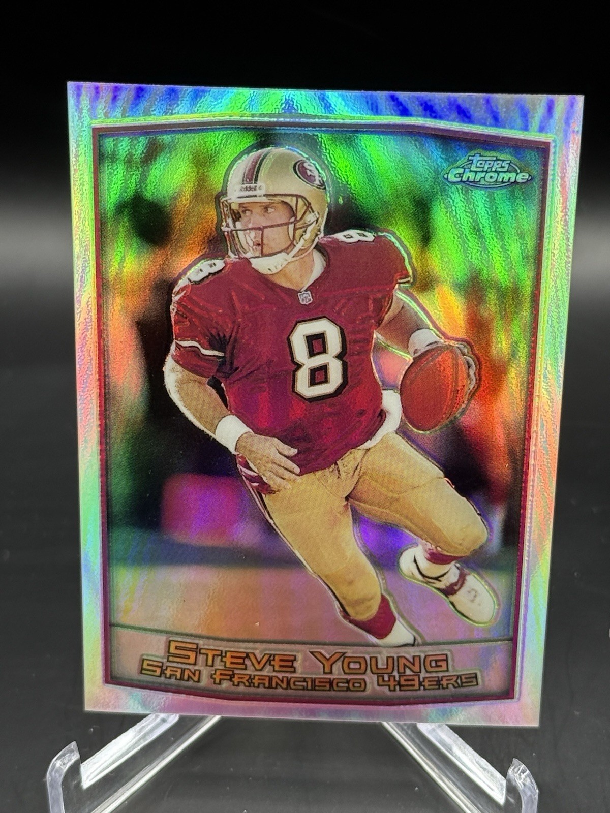 STEVE YOUNG 1999 TOPPS CHROME FOOTBALL REFRACTOR PARALLEL CARD #70 - 49ers