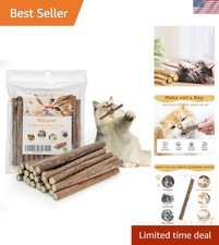 Natural Organic Silvervine Sticks for Cats - 25 Count Chew Toys for Health