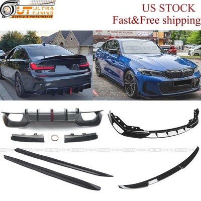 For 2019-2022 Bmw G20 3 Series Front Lip+Spoiler+Side Skirts+Rear Diffuser