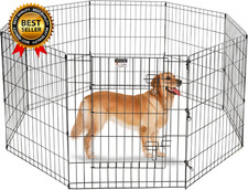 Dog Playpen - Foldable Metal Exercise Puppy Play Pen with 8 24X30In Panels - Ind