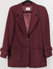 Vintage Miss Pendleton Burgundy Wool Blazer Jacket Large Virgin Wool USA Made