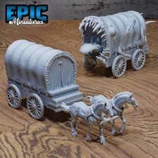 Mimic Wagon & Horses | Dungeons and Dragons Tabletop Miniatures 28-32mm Scale