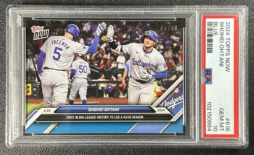 SHOHEI OHTANI PSA 10 2024 TOPPS NOW #616 FIRST 43/43 SEASON BLUE 4/49 DODGERS