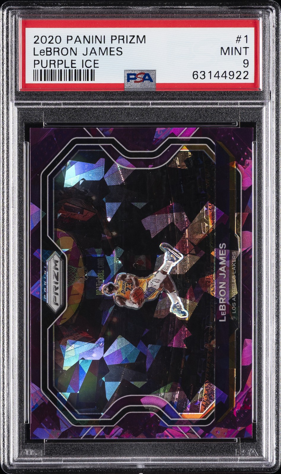 2020 PANINI PRIZM PURPLE ICE #1 LEBRON JAMES #/175 PSA 9