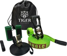 Slackline Kit 50mmx22.5 m with Training Line, Ratchet, Tree Protectors and Bag